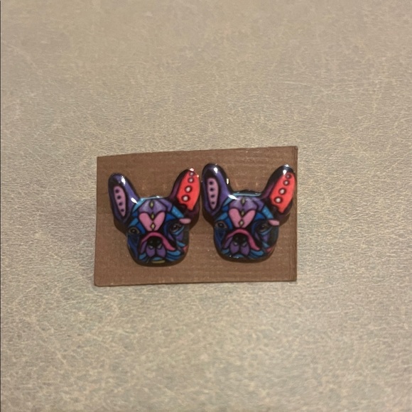 Dog Ears Jewelry - Colorful French Bulldog Earrings